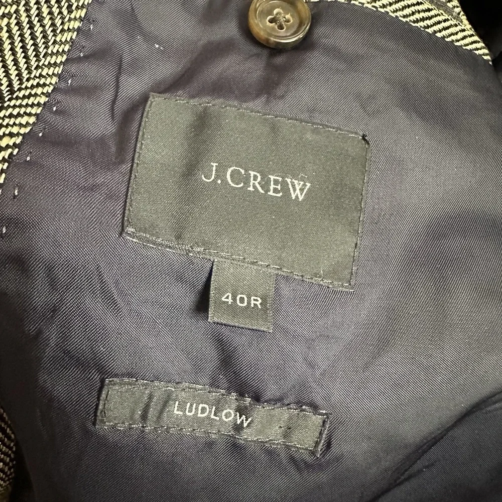 J Crew Ludlow Sport Coat Blazer Mens 40R Brown 100% Linen Herringbone Twill